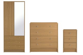 An Image of Habitat Malibu 3 Piece 2 Door Wardrobe Set - Oak Effect