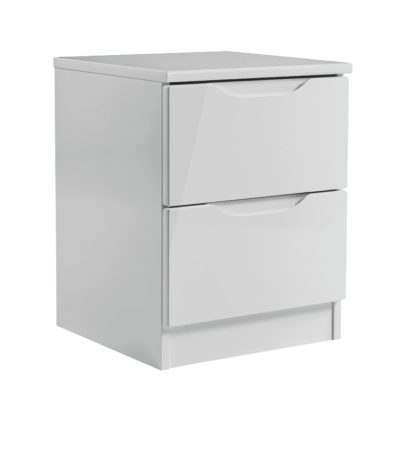 An Image of Legato 2 Drawer Bedside Table - Grey Gloss