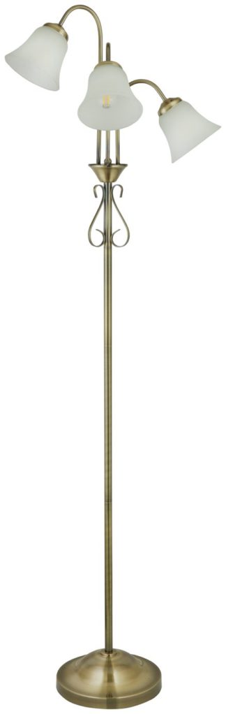 An Image of Argos Home Elisa 3 Light Floor Lamp - Antique Brass