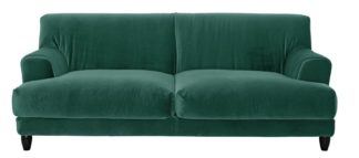 An Image of Habitat Askem 3 Seater Velvet Sofa - Emerald Green