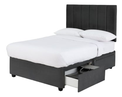 An Image of Forty Winks Velvet 1000 Pocket 4 Drawer Steel Divan - Double