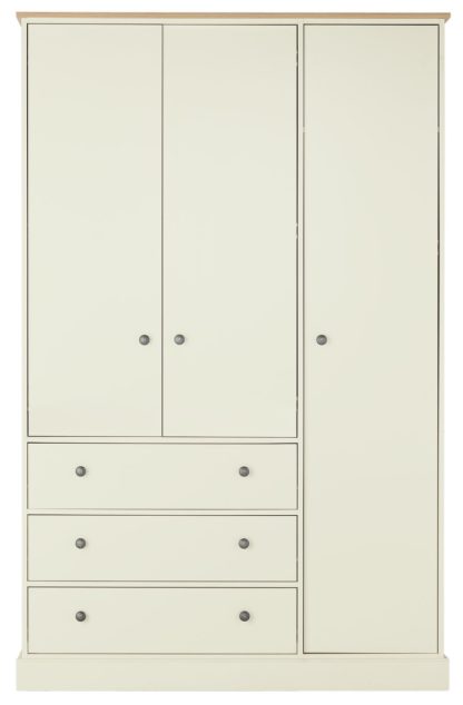 An Image of Argos Home Kensington 3Dr 3Drw Wardrobe - Soft Grey /Oak Eff