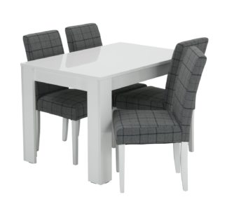 An Image of Habitat Miami White Gloss Dining Table & 4 Chairs - Blue