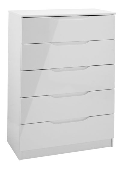 An Image of Legato 5 Drawer Chest - Grey Gloss.