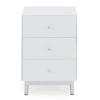An Image of Bardoux Glass Bedside Table White