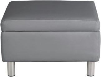 An Image of Habitat Moda Faux Leather Storage Footstool - Grey