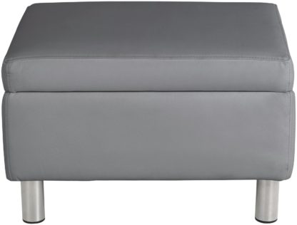 An Image of Habitat Moda Faux Leather Storage Footstool - Grey