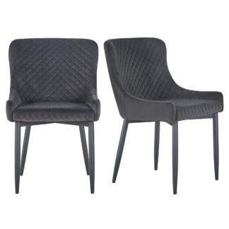 An Image of Montreal Set of 2 Dining Chairs Charcoal Velvet Charcoal