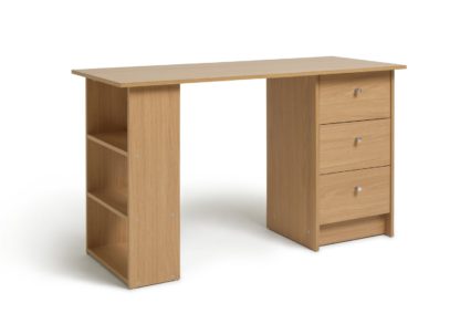 An Image of Habitat Malibu 3 Drawer Office Desk - Oak Effect