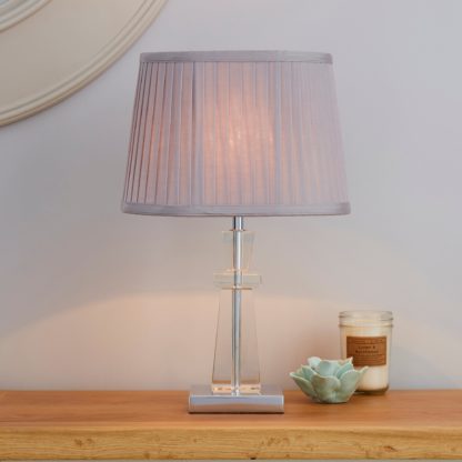 An Image of Pyramid Large Crystal Grey Table Lamp Grey