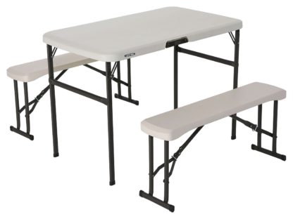 An Image of Lifetime Plastic 4 Seater Picnic Table - Almond