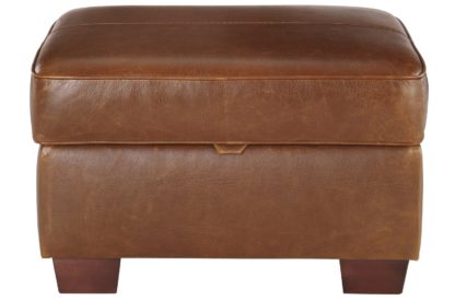 An Image of Habitat Salisbury Leather Storage Footstool - Black