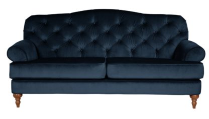 An Image of Habitat Valerie 3 Seater Velvet Sofa - Ink Indigo