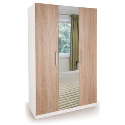 An Image of Euston Mirrored Double Wardrobe White/Natural