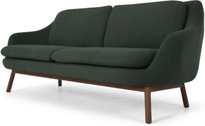An Image of Oslo 3 Seater Sofa, Woodland Green with Dark Stained Legs