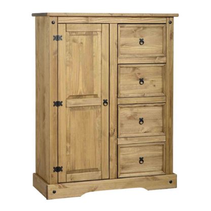 An Image of Corona Pine Single 4 Drawer Wardrobe Brown