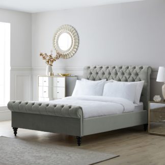 An Image of Classic Grey Chesterfield Bed Grey