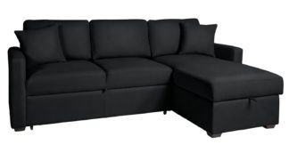 An Image of Habitat Reagan Right Corner Faux Leather Sofa Bed - Black