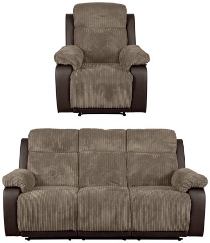 An Image of Argos Home Bradley Chair & 3 Seater Recliner Sofa - Natural