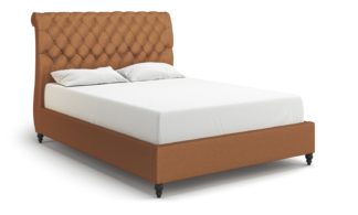An Image of MiBed Cheshire Fabric Kingsize Bed Frame - Orange