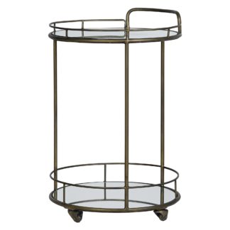 An Image of Pimlico Antique Brass Drinks Trolley Gold