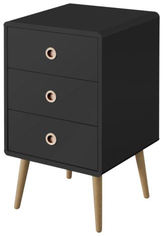 An Image of Softline 3 Drawer Bedside Table - Black