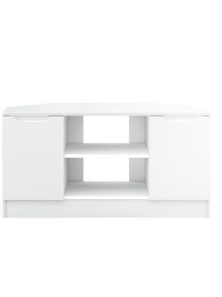 An Image of Legato Gloss 2 Door Corner TV Unit - White