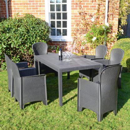 An Image of Trabella Salerno 6 Seater Dining Set with Sicily Chairs Grey