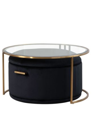 An Image of Aria Coffee Table and Storage Ottoman Black - Set