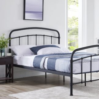 An Image of Halston Black Metal Bed Frame Black