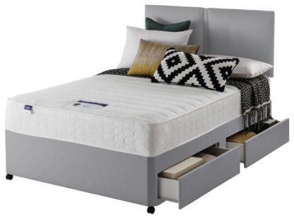 An Image of Silentnight Hatfield Memory 4 Drawer Double Divan - Grey