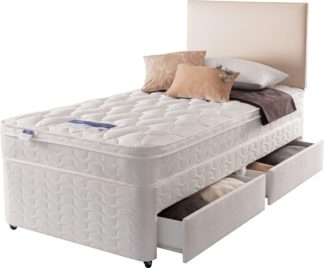 An Image of Silentnight Auckland Luxury 2 Drawer Single Divan Bed -White