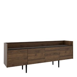 An Image of Cullen 3 Door 2 Drawer Sideboard - Black & Walnut Effect