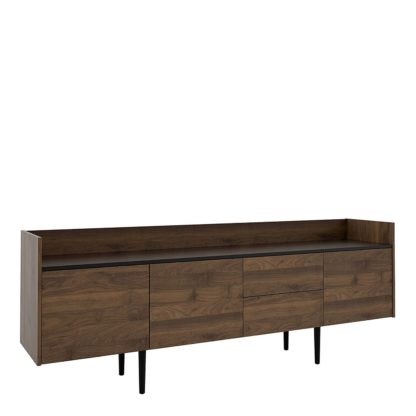 An Image of Cullen 3 Door 2 Drawer Sideboard - Black & Walnut Effect