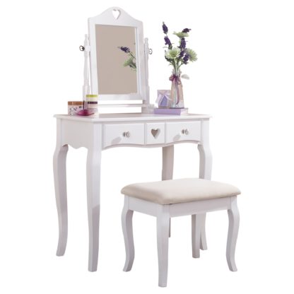 An Image of Heart Dressing Table Set White