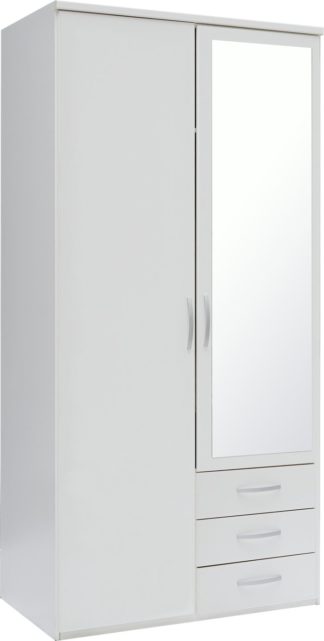 An Image of Argos Home New Hallingford 2Dr 3 Drw Mirror Wardrobe - White