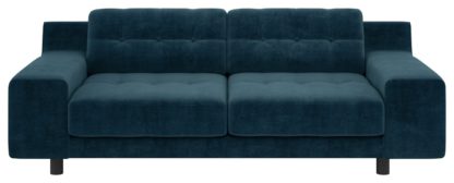 An Image of Habitat Hendricks 3 Seater Velvet Sofa - Ink Blue