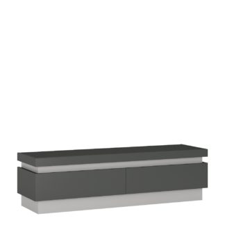An Image of Zayden 2 Drawer LED TV Unit - Grey Gloss