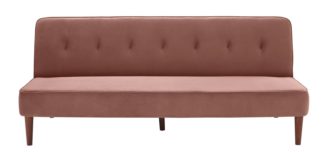 An Image of Habitat Odeon 2 Seater Velvet Sofa Bed - Pink