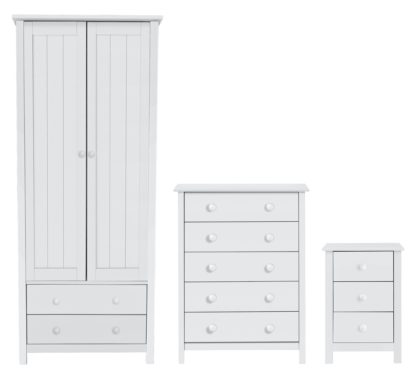 An Image of Habitat Scandinavia 3 Piece 2 Door Wardrobe Set - White