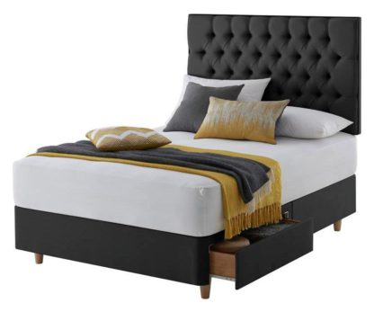 An Image of Silentnight Sassaria Small Double 2 Drawer Divan Set - Ebony