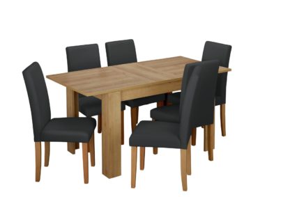 An Image of Habitat Miami Extending Table & 6 Chocolate Chairs