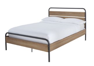 An Image of Habitat Industrial Double Bed Frame - Grey