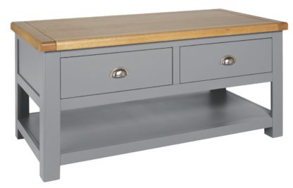 An Image of Habitat Kent 2 Drawer Coffee Table - Light Grey