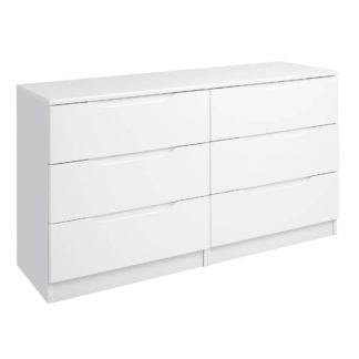 An Image of Legato White Gloss 6 Drawer Wide Chest White