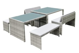 An Image of Habitat Space Saving 8 Seater Patio Set - Grey