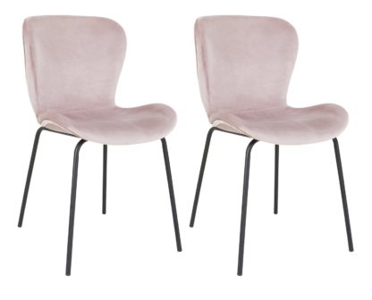 An Image of Habitat Etta Pair of Velvet Dining Chair - Pink