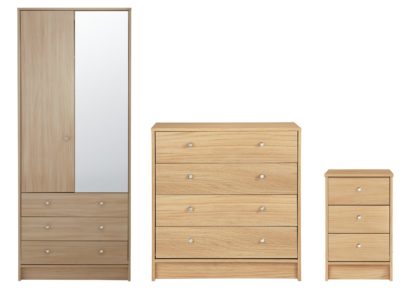 An Image of Habitat Malibu 3 Piece 2 Door Wardrobe Set - Beech Effect