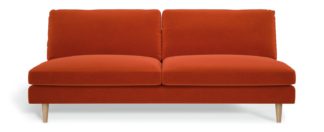 An Image of Habitat Teo 3 Seater Velvet Sofa - Orange