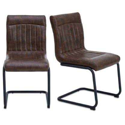 5f92c9aff03f0720f91565e37a5650eee2a7889c566a78f5352e3da101936e58.jpg An Image of Felix Set of 2 Dining Chairs Brown PU Leather Brown